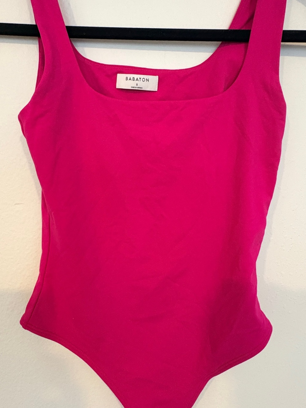 Babaton Hot Pink Square-Neck Tank Bodysuit